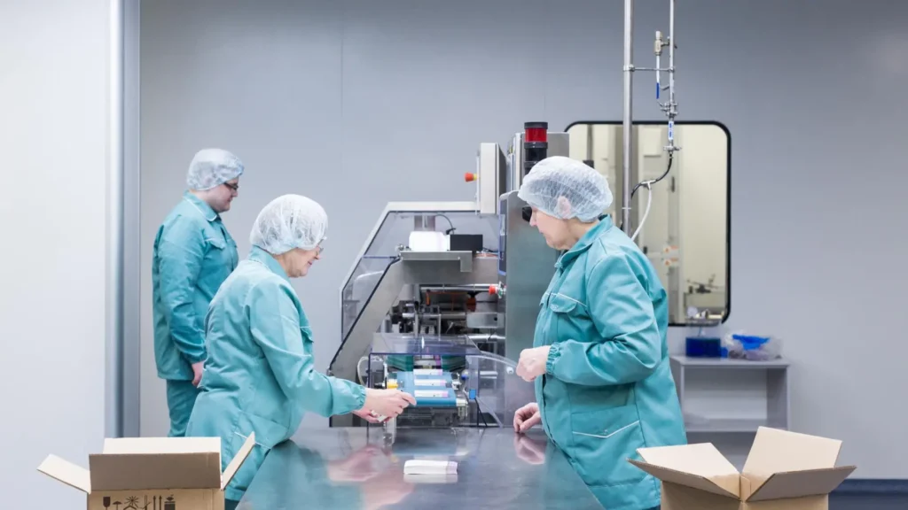 Mid-level plastics manufacturing managers leading production operations in a polymer processing facility