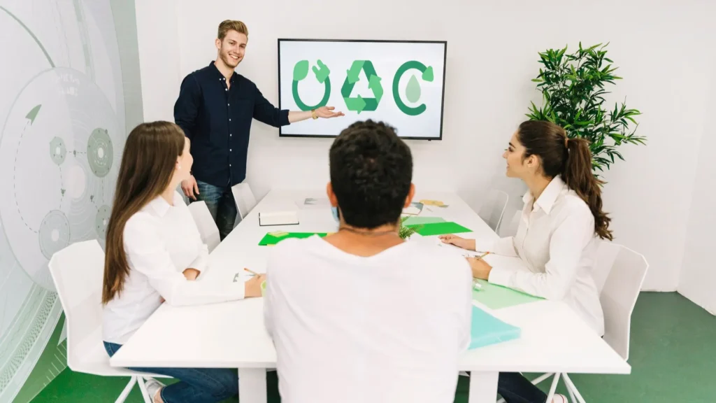 Plastics manufacturing team adapting to sustainability and recycling regulations